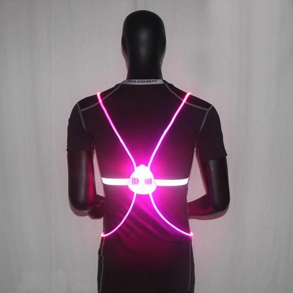 Verstelbaar LED sportvest, unisex, met hoge zichtbaarheid voor avondactiviteiten, fietsen en hardlopen.