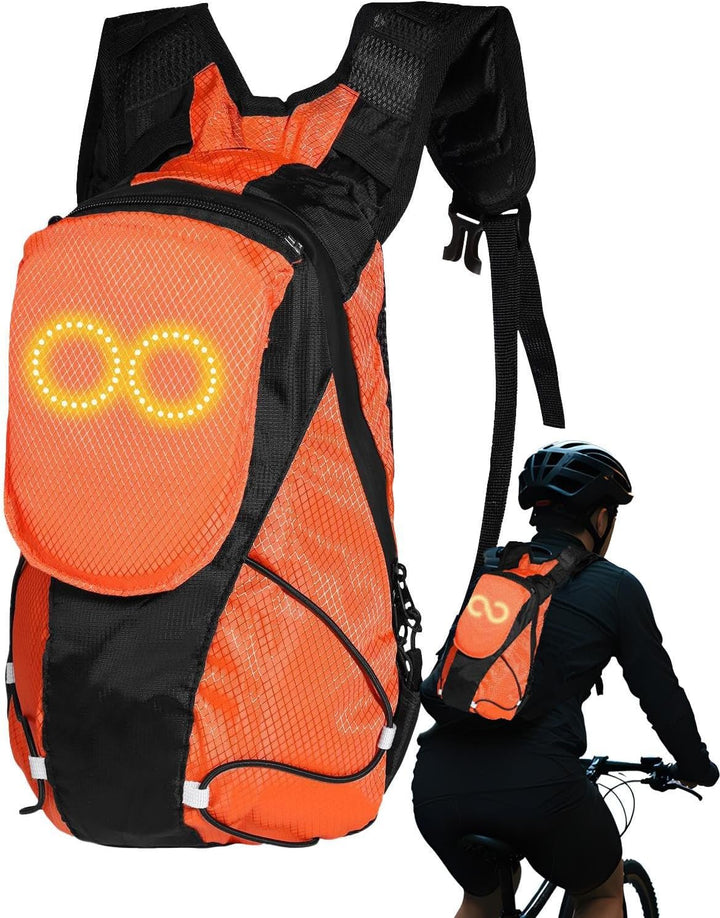Ergonomische LED veiligheidsrugzak, houdt je zichtbaar en comfortabel tijdens lange nachtritten.