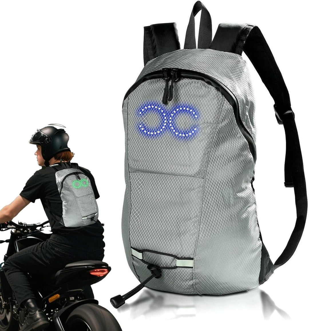 Moderne unisex reisrugzak met waterdichte stof en geïntegreerde LED's voor extra veiligheid en stijl.