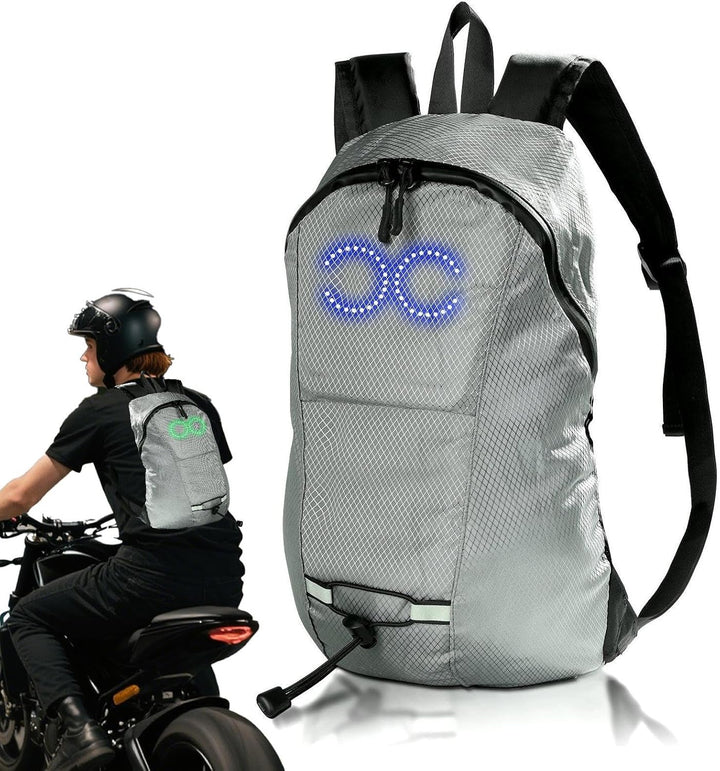 Moderne unisex reisrugzak met waterdichte stof en geïntegreerde LED's voor extra veiligheid en stijl.