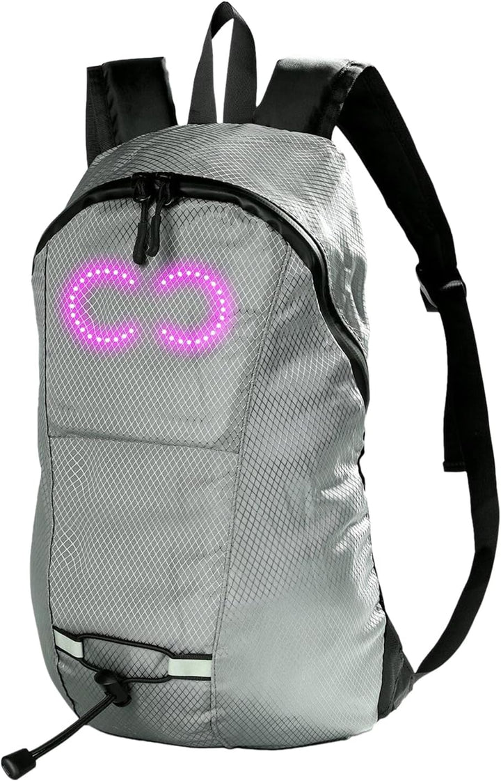 Slimme LED rugzak, waterdicht en muziekgestuurd licht, perfect voor festivals, fietsen en nachtleven.