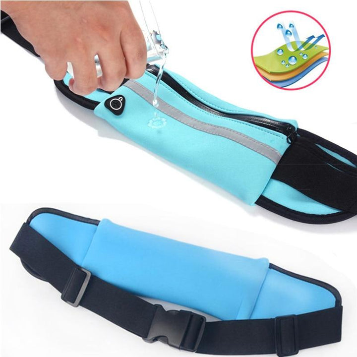 Handsfree waterdichte fitness heuptas voor workout en joggen, biedt comfort en gemak tijdens elke activiteit.