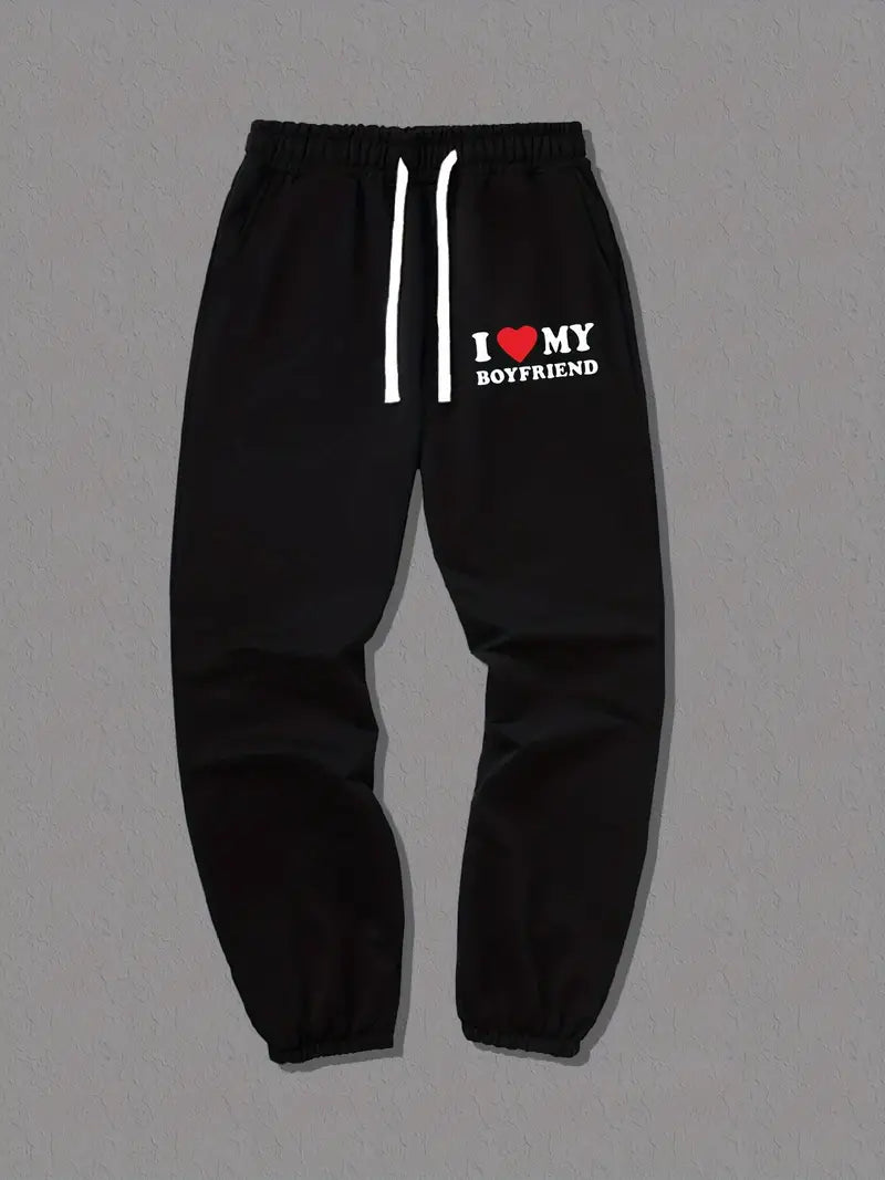 Origineel cadeau: comfortabele unisex joggingbroek met liefdesprint voor je partner of vrienden.