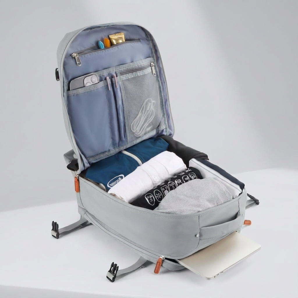 Open laptoprugzak LiteHaul met ruim gewatteerd laptopvak; perfect voor veilig transport en gemakkelijke toegang.