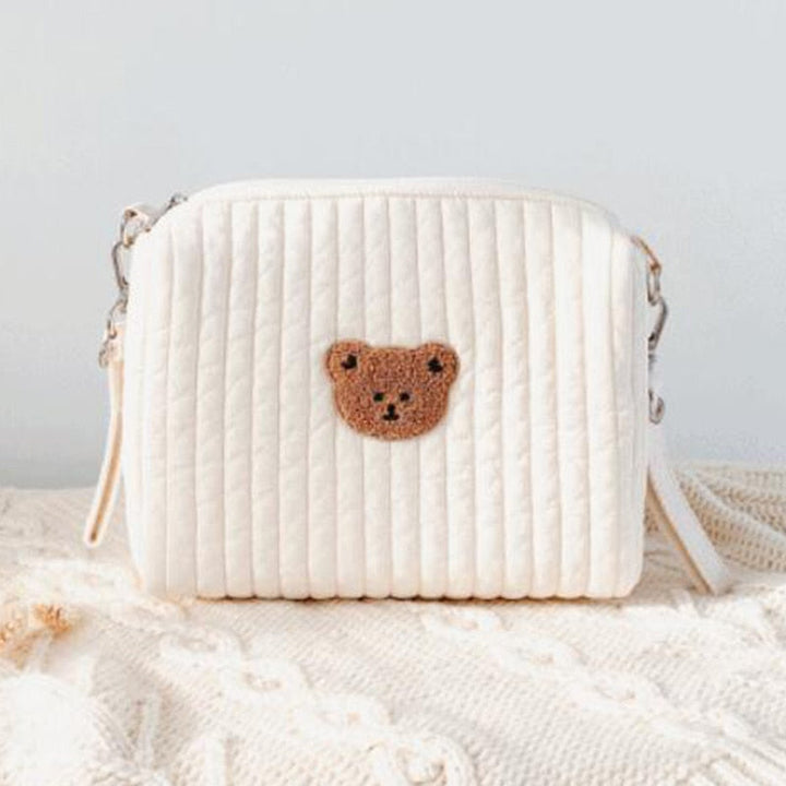 Unisex luiertas met schattig beertjesdesign, ideaal voor babyverzorging, praktisch en neutraal.