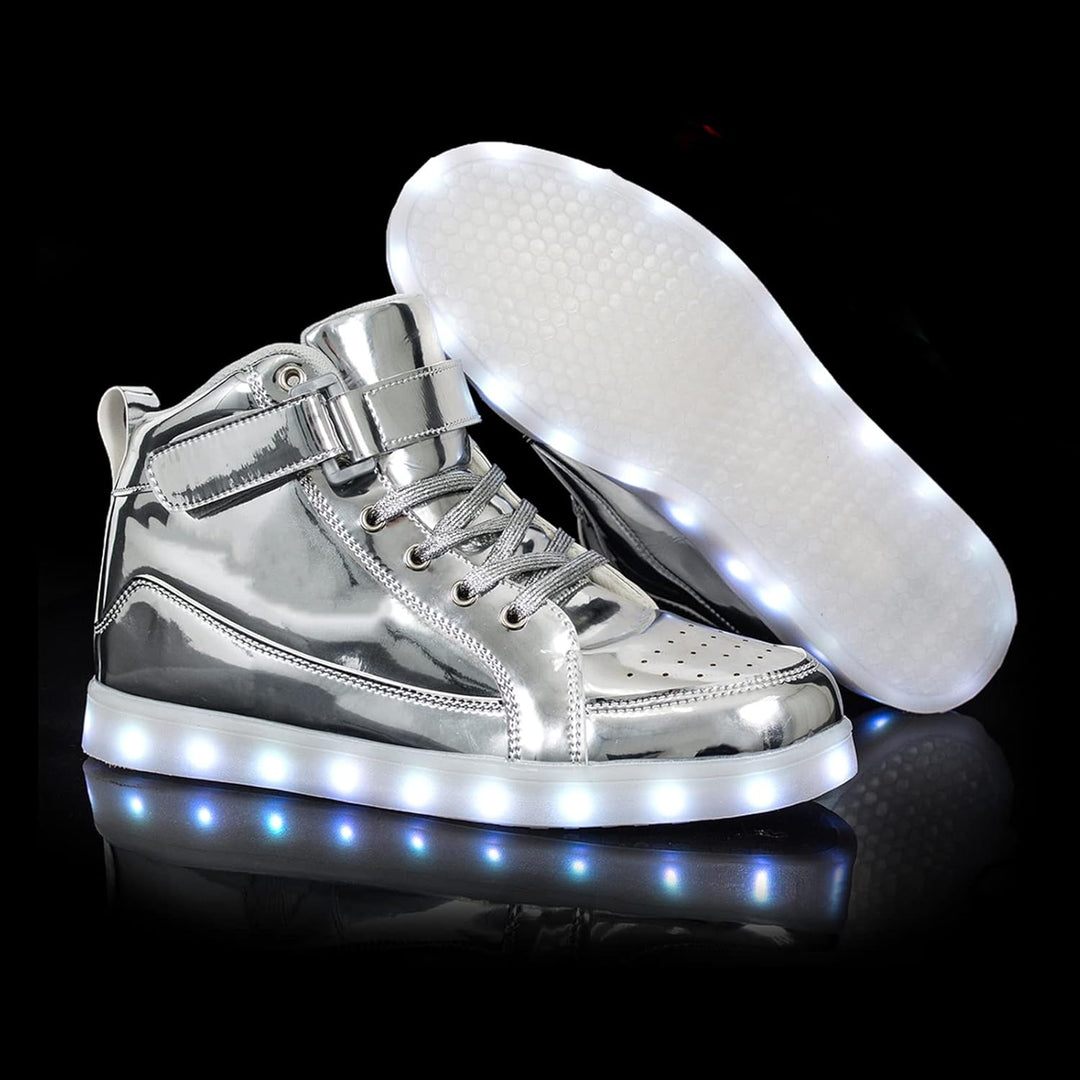 Unieke LED party schoenen, unisex, met levendige oplaadbare kleuren voor speciale avonden.