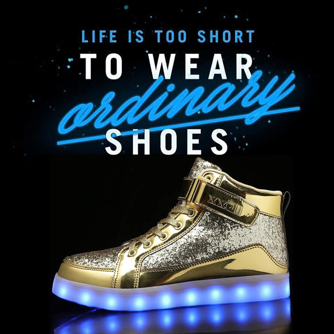 Hoge kwaliteit lichtgevende schoenen, unisex, met duurzame oplaadbare LED-technologie.