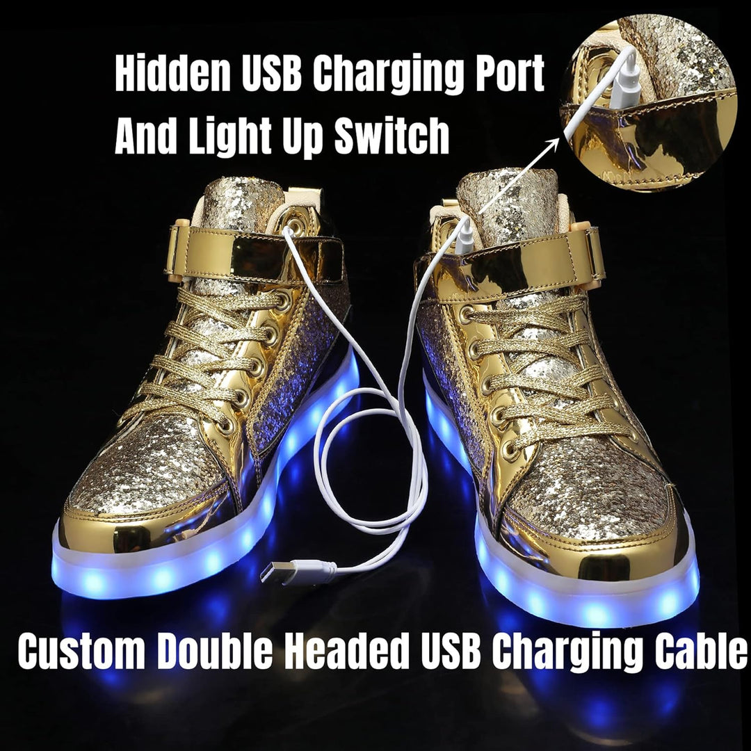 Moderne lichtgevende LumaBoost schoenen, unisex, met instelbare LED-kleuren en effecten.