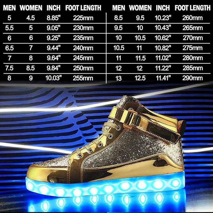 LumaBoost unisex sneakers met heldere oplaadbare LED-verlichting voor maximale impact.