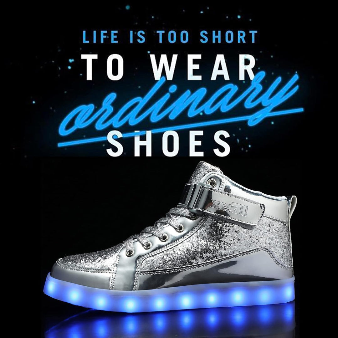 Comfortabele unisex LED sneakers, oplaadbaar, met ademend materiaal en coole lichten.