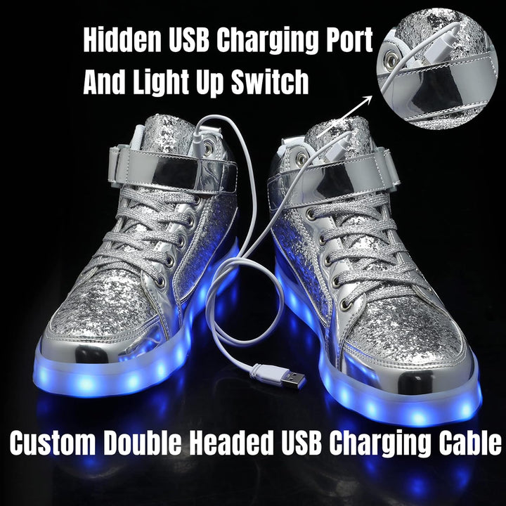 LumaBoost lichtgevende sneakers, unisex, oplaadbaar, met futuristische designelementen.
