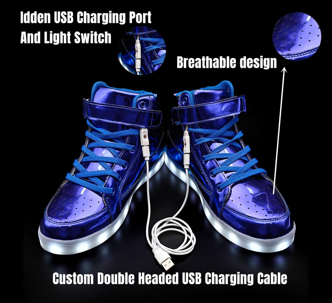 Unisex sneakers met oplaadbare LED-verlichting, duurzaam en makkelijk te reinigen.