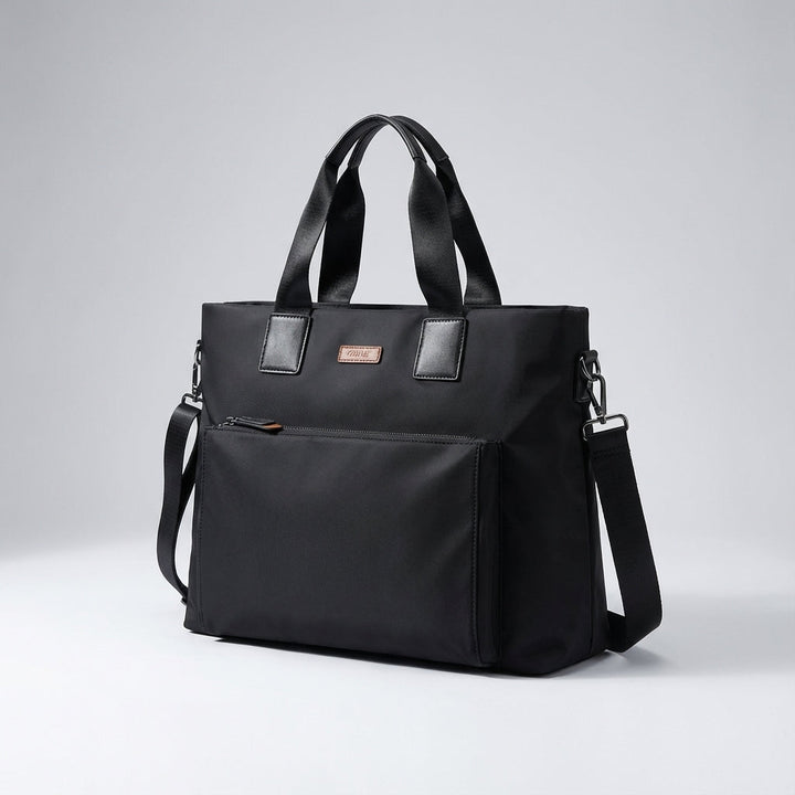 Stijlvolle unisex zakelijke schoudertas van canvas; perfect als werktas of reistas voor laptops.