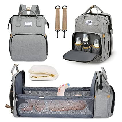 Ruime reis luiertas met opvouwbaar babybed, perfect voor zorgeloze reizen met baby en georganiseerd.