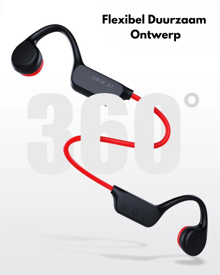 Comfortabele unisex open-ear sporthoofdtelefoon met botgeleiding. Waterdicht en draadloos voor elke training.