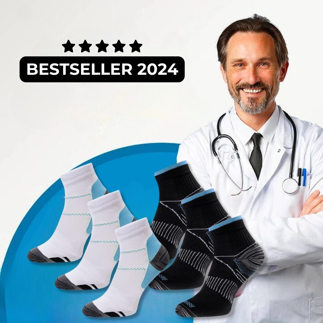 Orthopedische sokken SlimSupport PRO 2.0, biedt verlichting bij voetpijn, hielspoor en verbetert comfort.