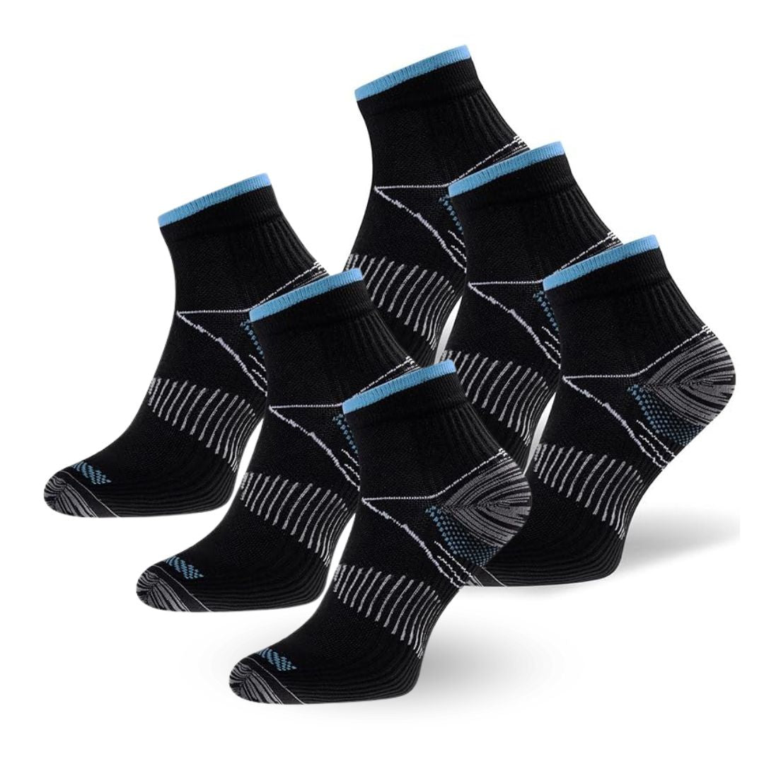 Zwarte SlimSupport PRO 2.0 unisex orthopedische compressiesokken, toont ademende stof en nauwsluitend design.