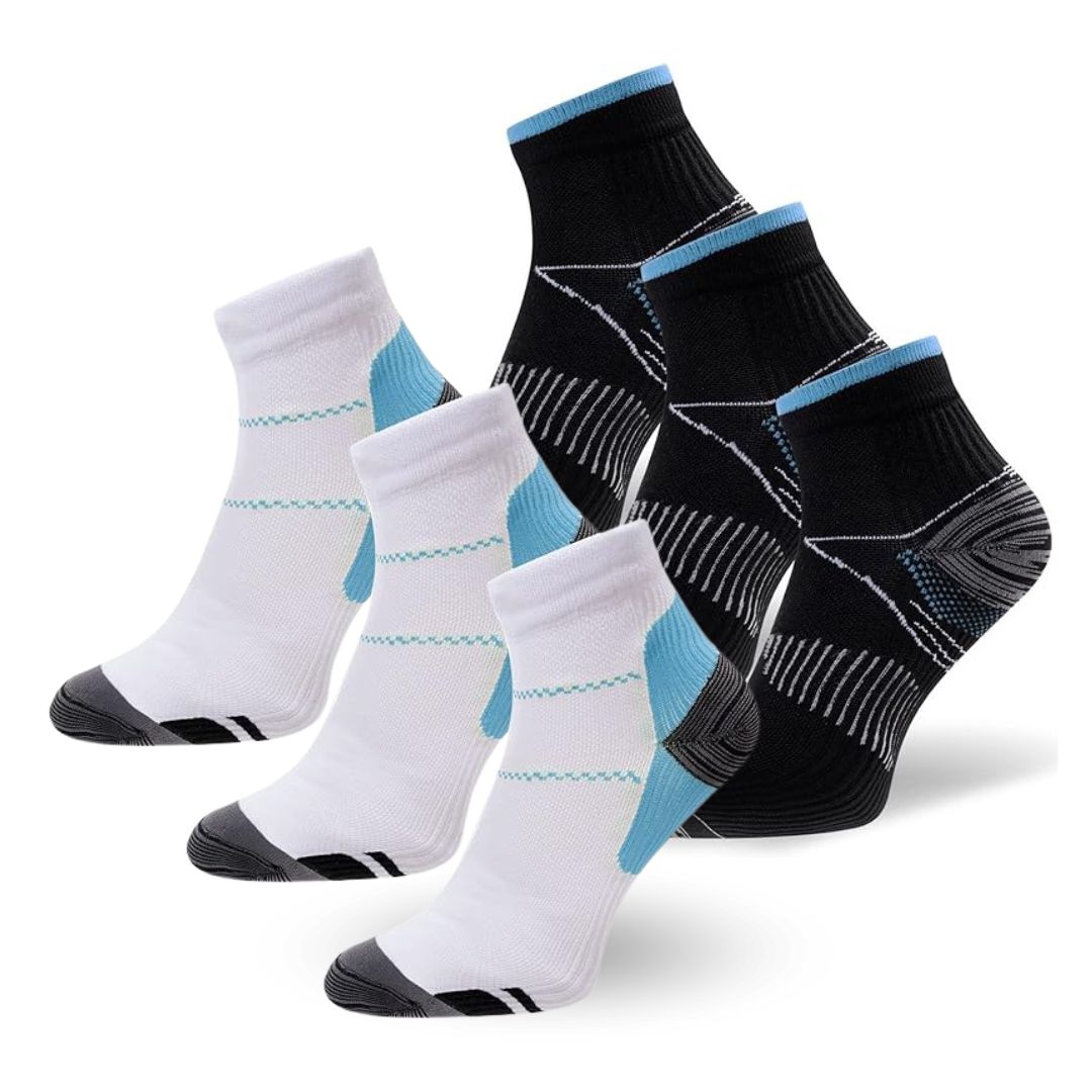 Persoon draagt SlimSupport PRO 2.0 compressiesokken, toont ondersteuning en comfort voor actieve levensstijl.