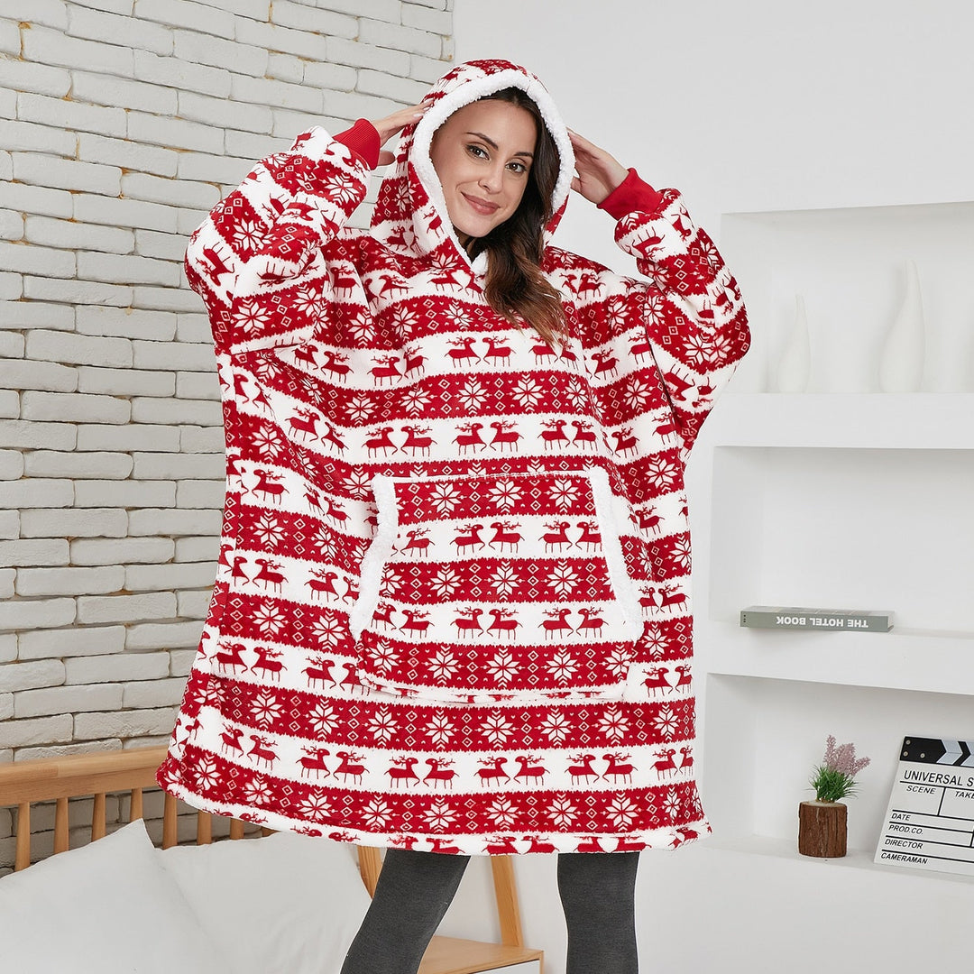 Een knusse haven: de unisex oversized hoodiedeken voor pure ontspanning.
