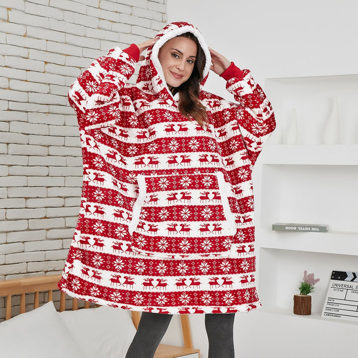 Een knusse haven: de unisex oversized hoodiedeken voor pure ontspanning.