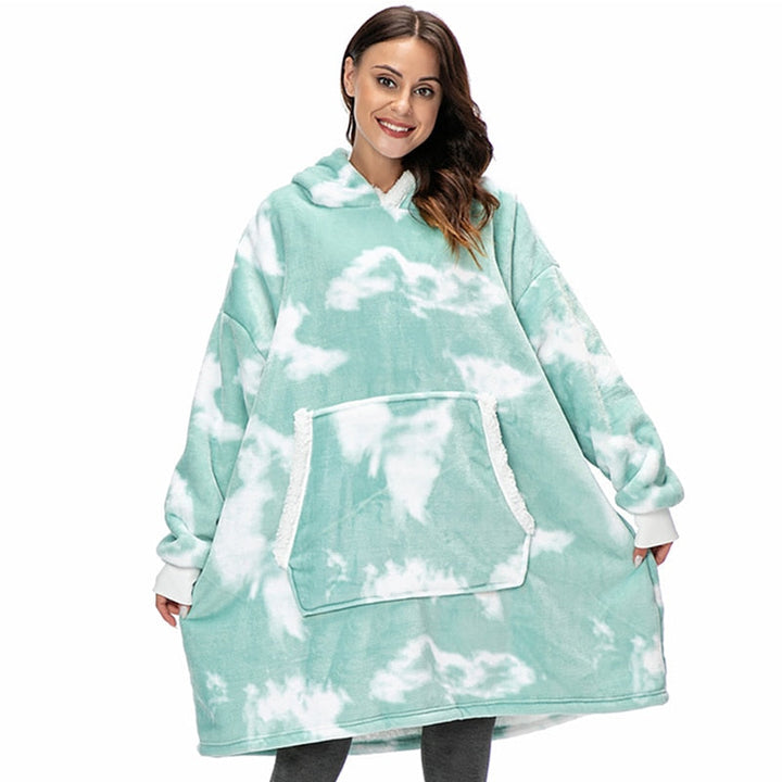 Oversized plaid met mouwen en capuchon, de perfecte loungewear voor thuis.