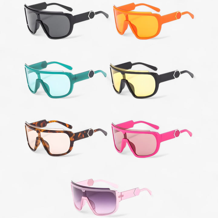 Deze trendy unisex oversized monoblock zonnebril biedt maximale UV400 bescherming en stijl.