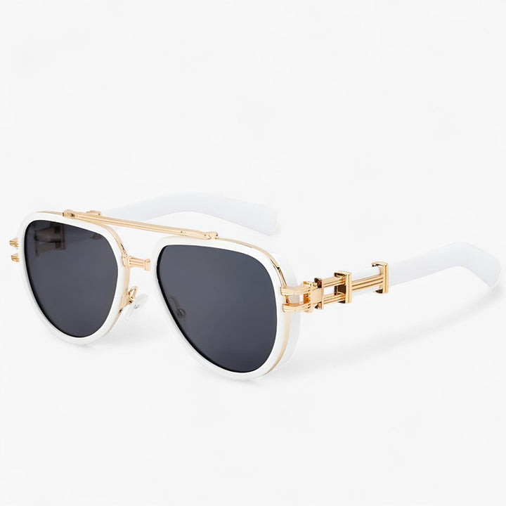 Draag deze oversized steampunk zonnebril met gepolariseerde glazen; perfecte retro festival accessoire.
