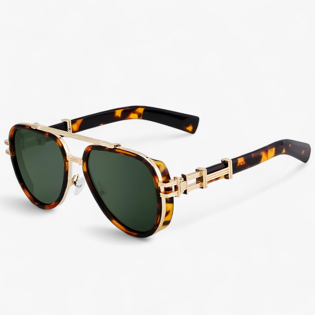 Retro oversized steampunk zonnebril met gepolariseerde UV400 glazen, unisex mode statement.