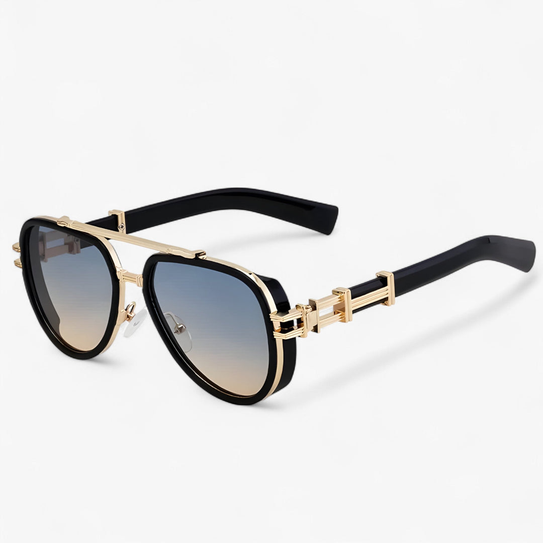 Unieke oversized steampunk zonnebril, unisex, met gepolariseerde glazen voor een opvallende look.