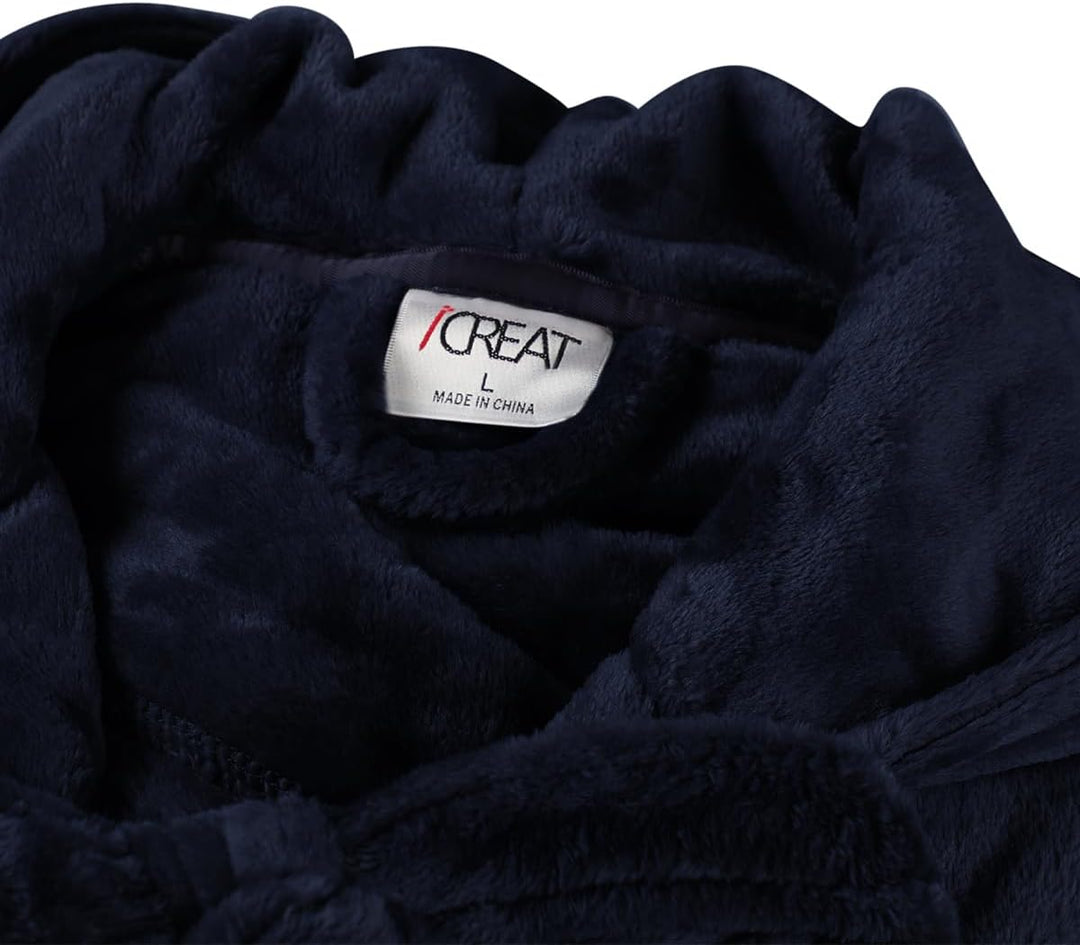 CozyFluff ochtendjas met capuchon van pluizig fleece, voor een comfortabele start van de dag.