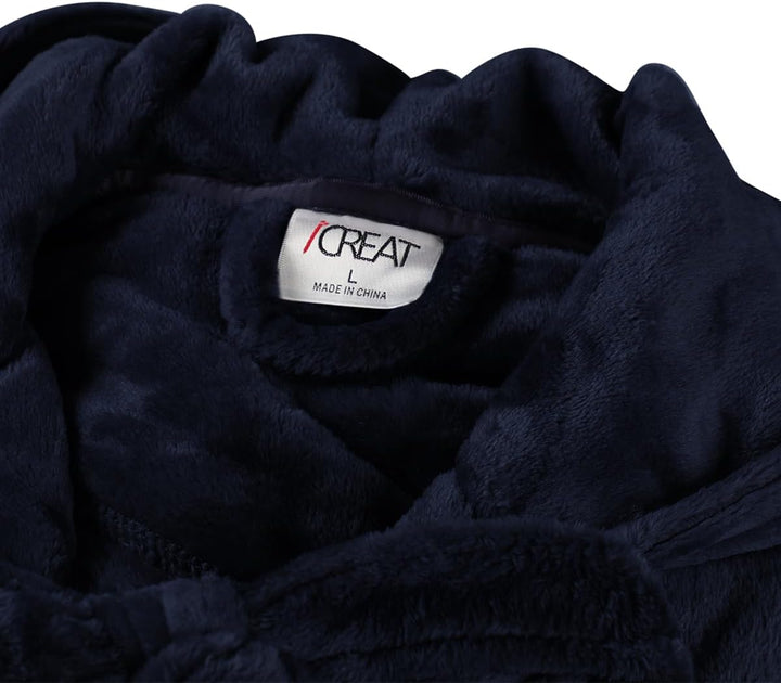 CozyFluff ochtendjas met capuchon van pluizig fleece, voor een comfortabele start van de dag.