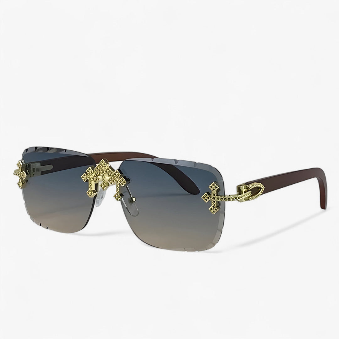 Modieuze randloze steampunk brillen, met opvallende metalen elementen en complete UV400 bescherming.