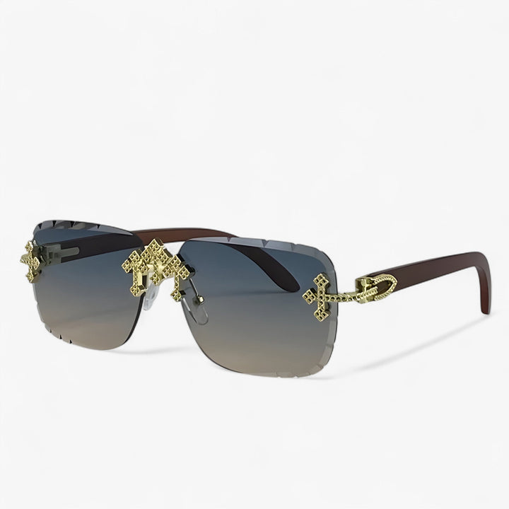 Modieuze randloze steampunk brillen, met opvallende metalen elementen en complete UV400 bescherming.