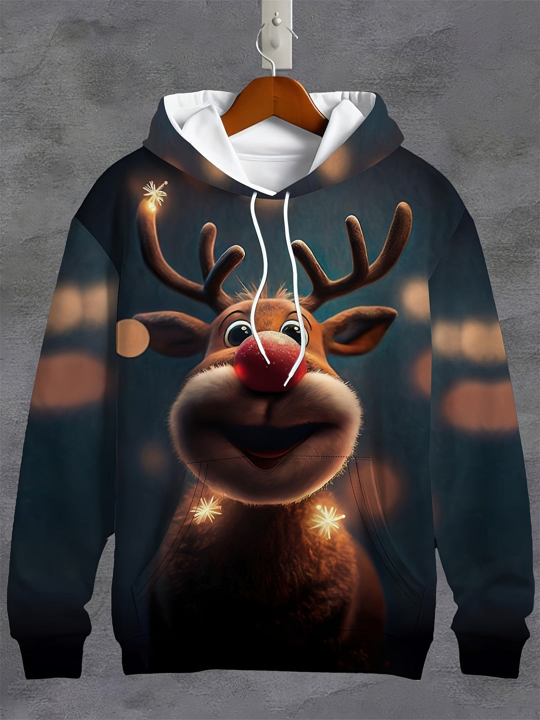 Unisex rendier hoodie voor vrolijke feestdagen. Warme kersttrui, perfect voor winterse gezelligheid.