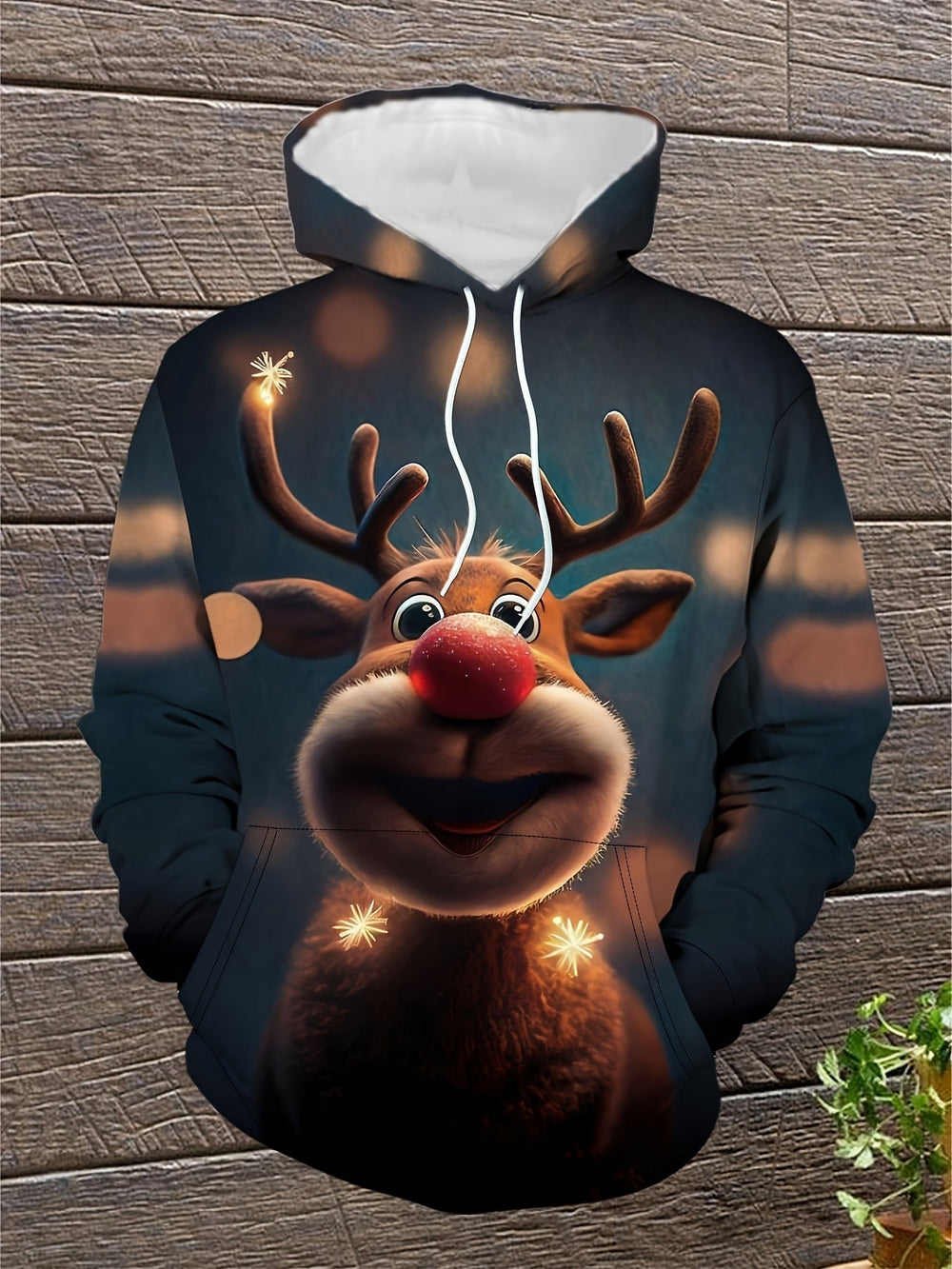 Warme unisex rendier hoodie, ideale feesttrui voor comfort en stijl tijdens de koude wintermaanden.
