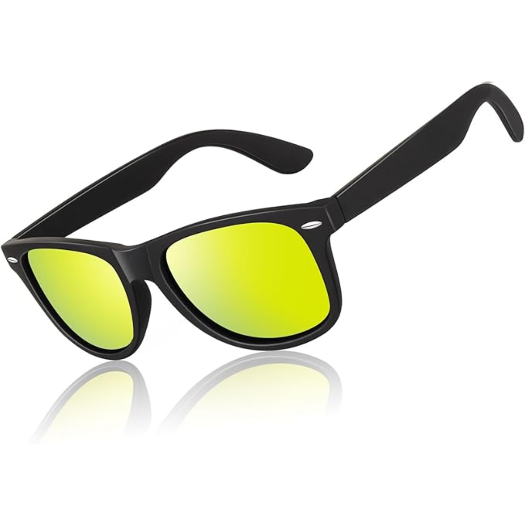 Jamie zonnebril voor heren en dames. Klassieke 80s retro look, gepolariseerde glazen en UV400 bescherming.