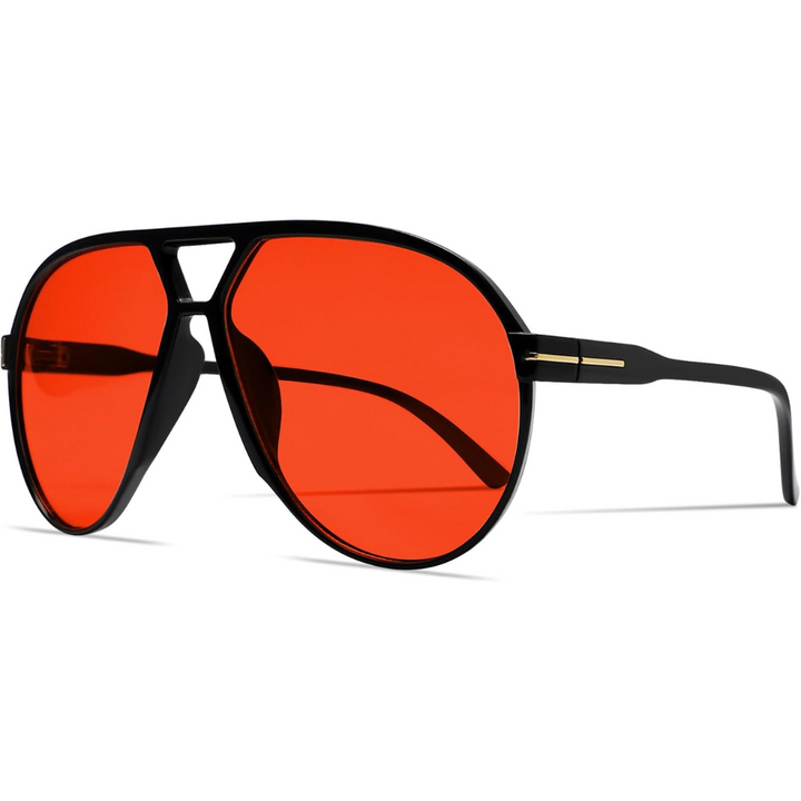 Chique retro oversized zonnebril Amara. Unisex aviator stijl met UV400 bescherming en polycarbonaat.