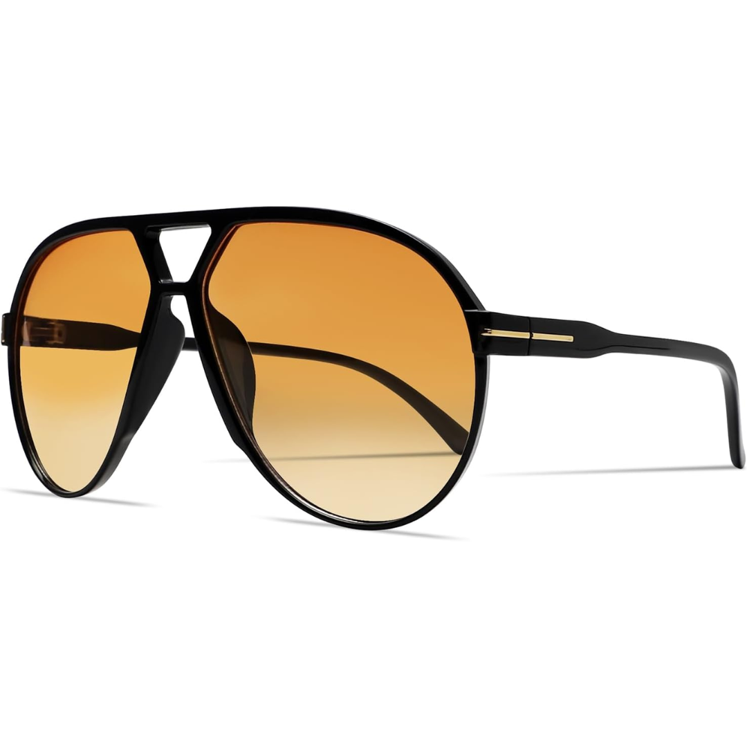 Duurzame polycarbonaat aviator zonnebril. Unisex retro oversized model, biedt volledige UV400 bescherming.