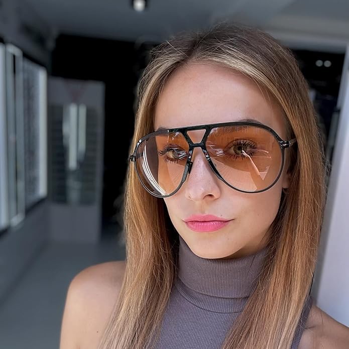 Klassieke retro aviator zonnebril Amara; unisex design met vierkant polycarbonaat frame en UV400.