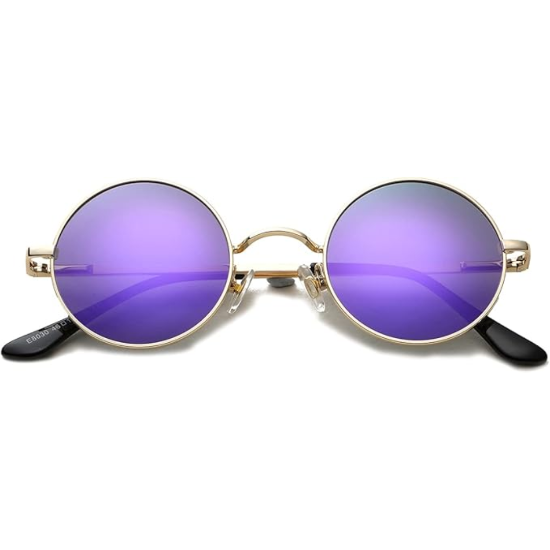 Gepolariseerde ronde zonnebril, unisex Lennon stijl, met UV-bescherming en kunststof montuur.
