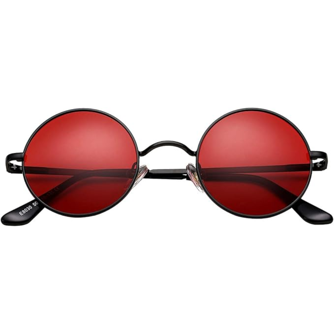 Vintage look ronde zonnebril, gepolariseerd, Lennon stijl, ideaal voor strand of festival.