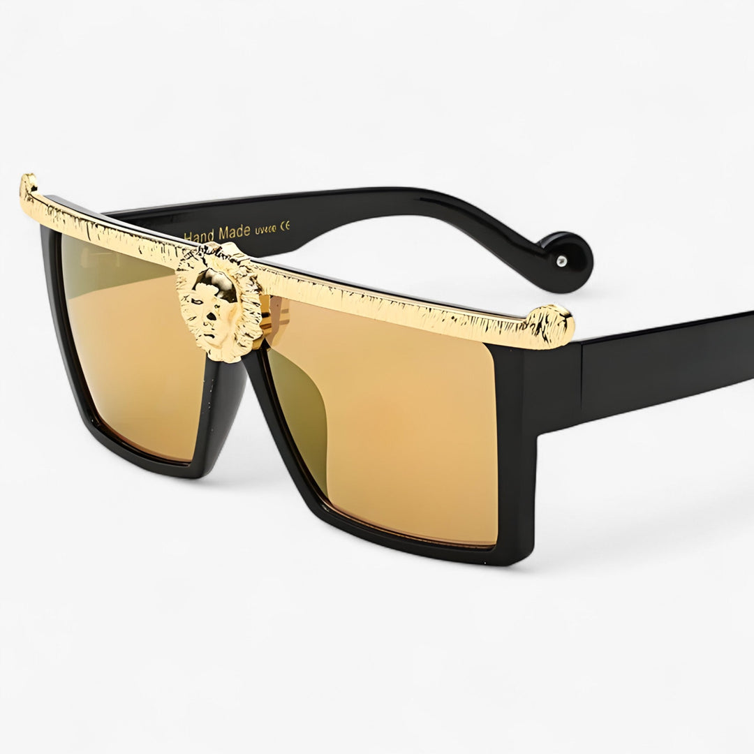 Unisex retro zonnebril met leeuwenstijl en UV400 bescherming, perfect voor een krachtige look.
