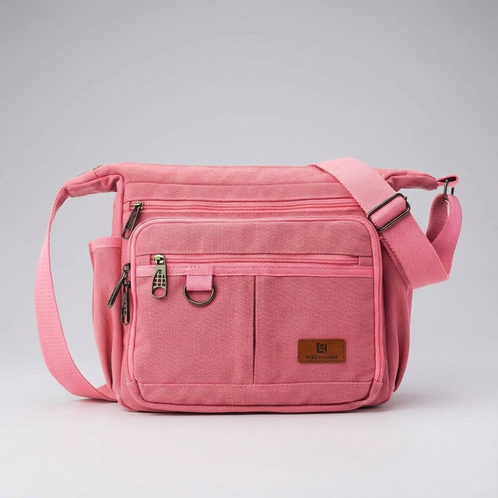 Strakke RFID blokkerende canvas messenger tas, unisex design, veilig voor pasjes, telefoon en paspoort.