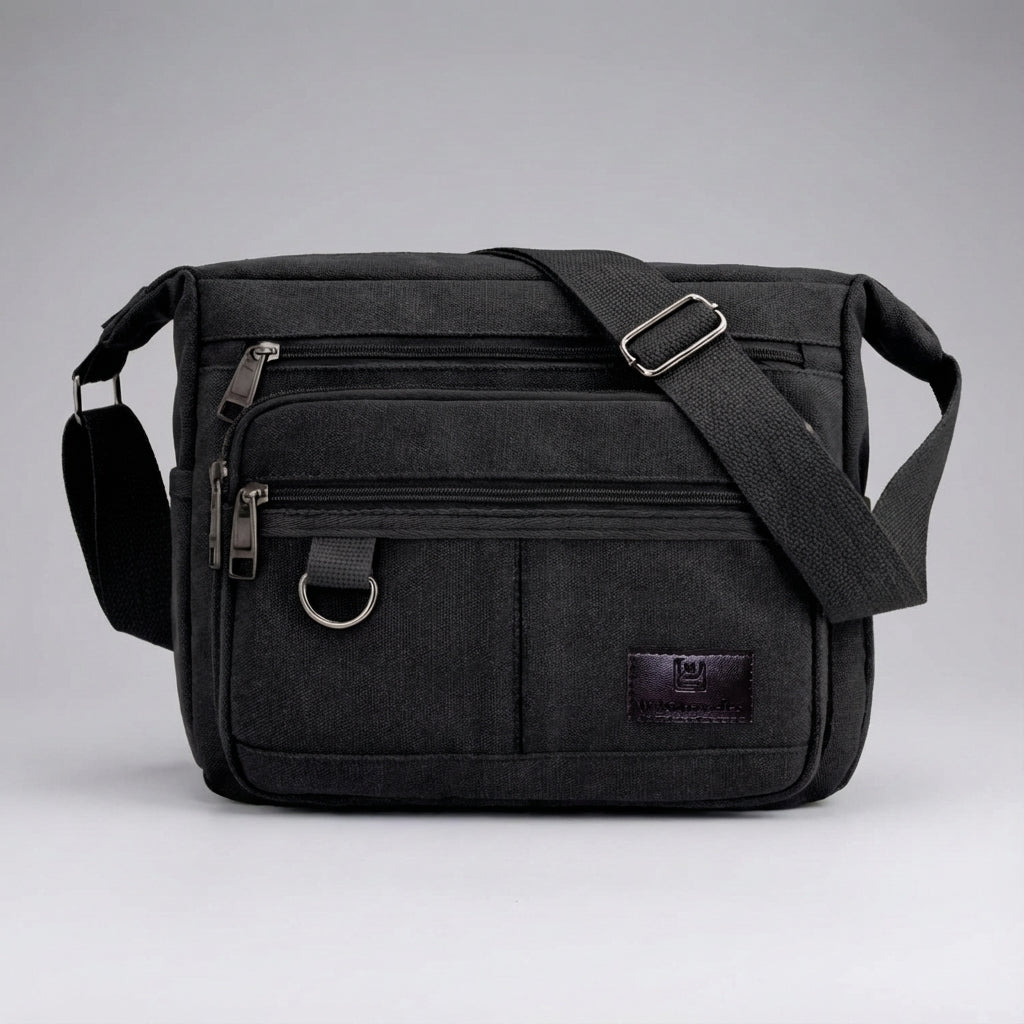 Duurzame unisex canvas tas met RFID, functioneel als werktas of schoudertas voor pendelaars en reizigers.