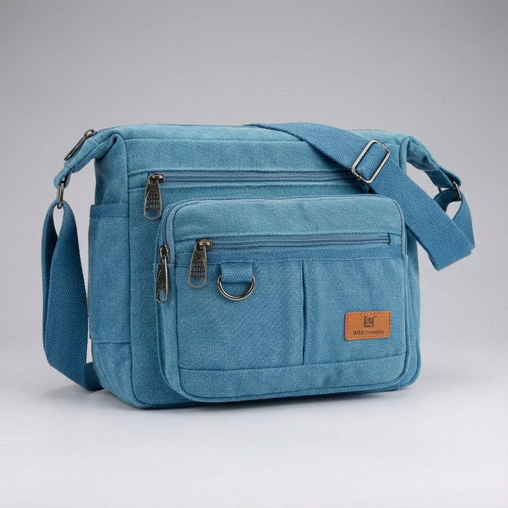 Moderne RFID blokkerende messenger tas, gemaakt van sterk canvas, ideaal voor laptop, tablet en documenten.