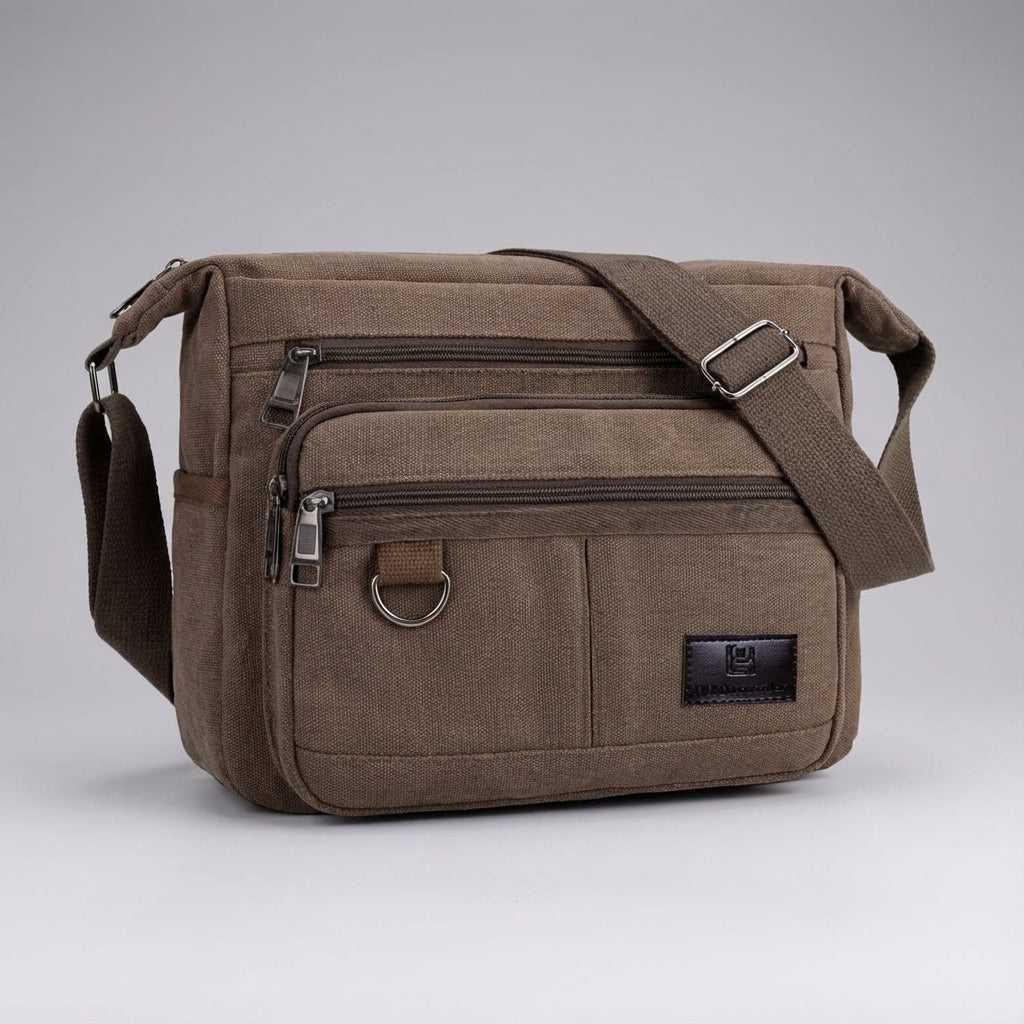 Hoogwaardige unisex messenger tas met RFID beveiliging, van canvas, voor werk, school of reizen.