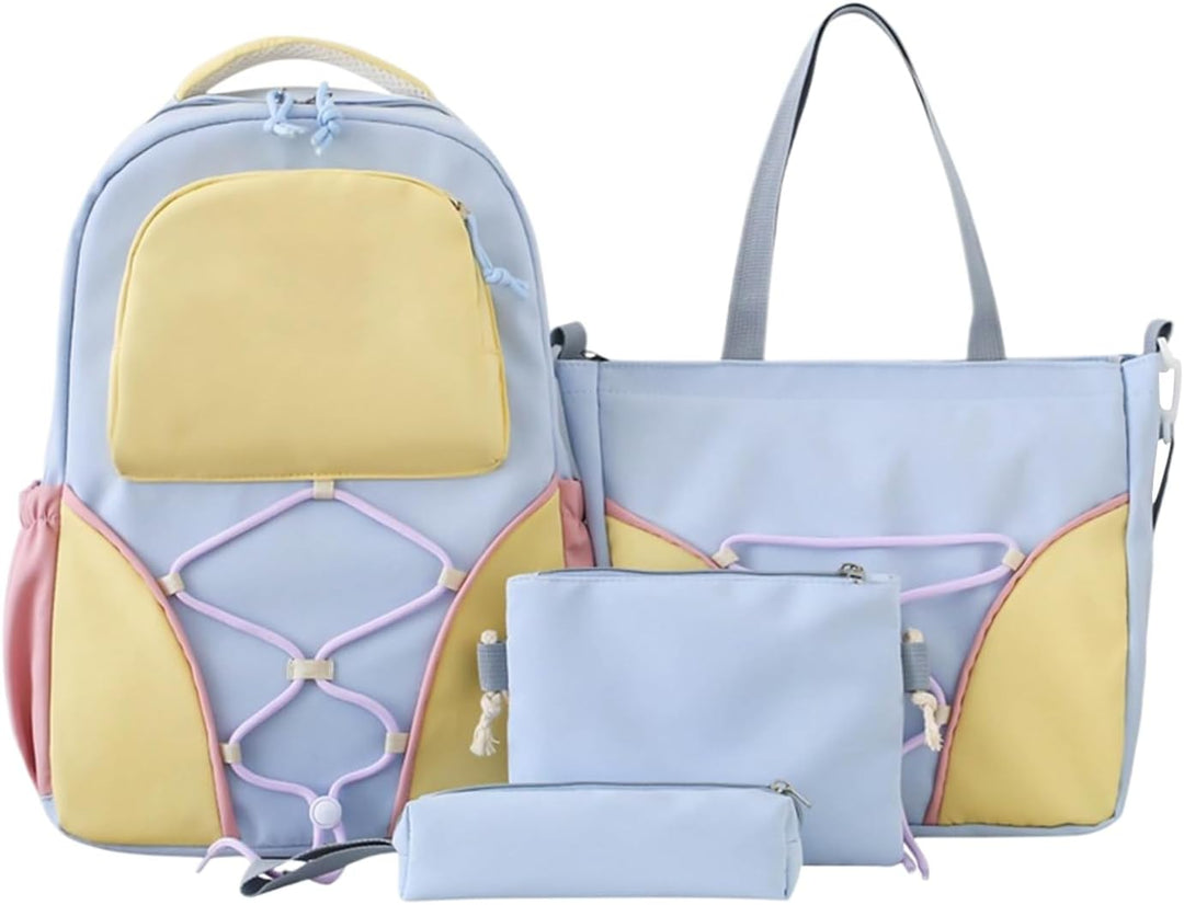 Unisex schooltas set: Grote capaciteit rugzak, etui en tassen in paars/blauw. Ideaal voor studenten.