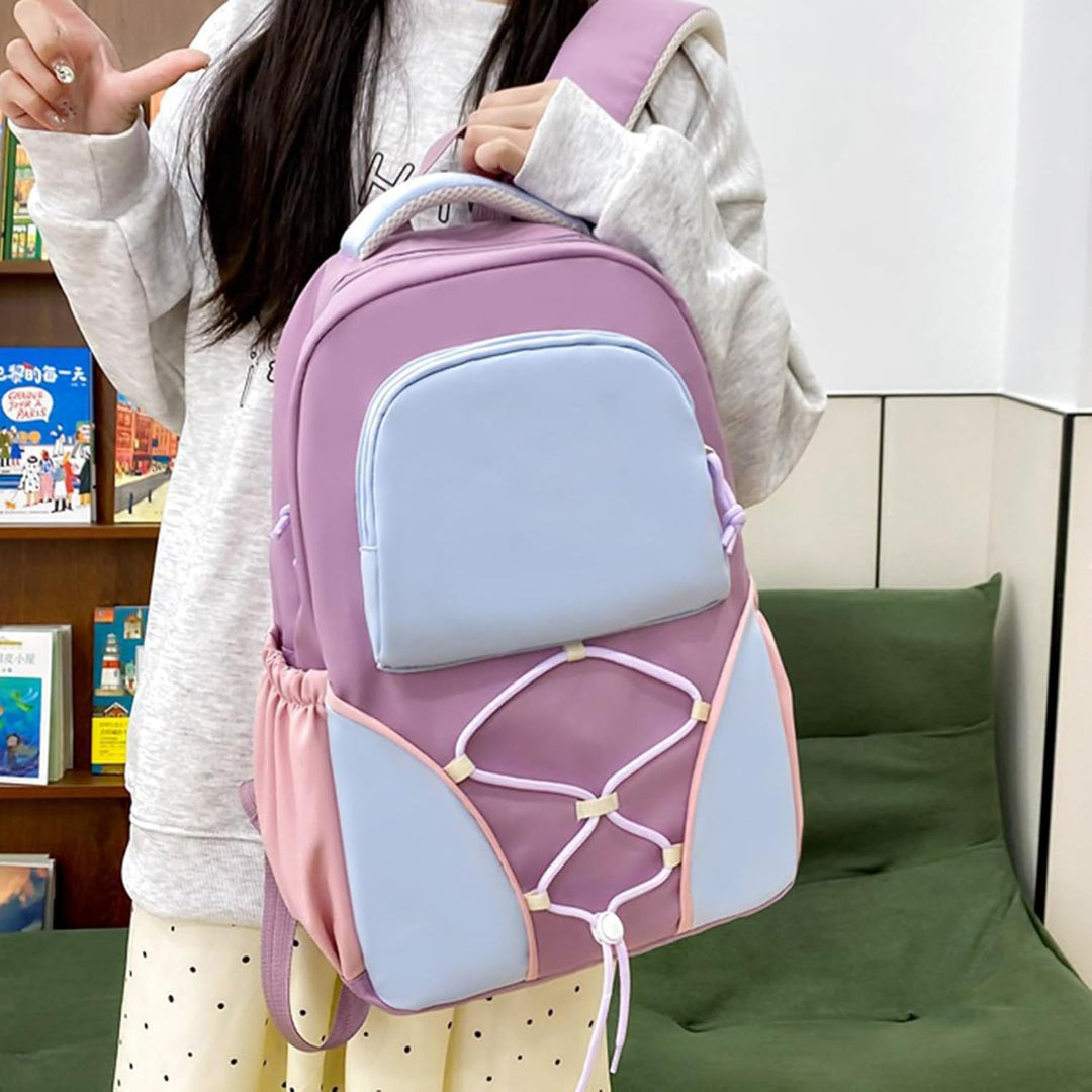 Moderne blauwe unisex schooltas set met grote rugzak, etui en extra tassen voor optimale organisatie.