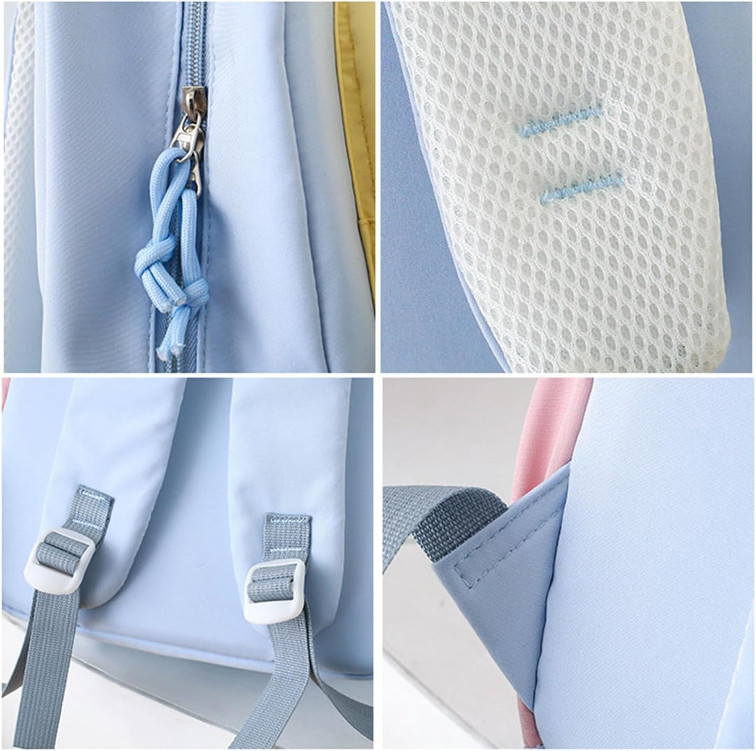 Stijlvolle unisex Nivora schooltas set (paars/blauw) met rugzak en etui, geschikt voor elke student.