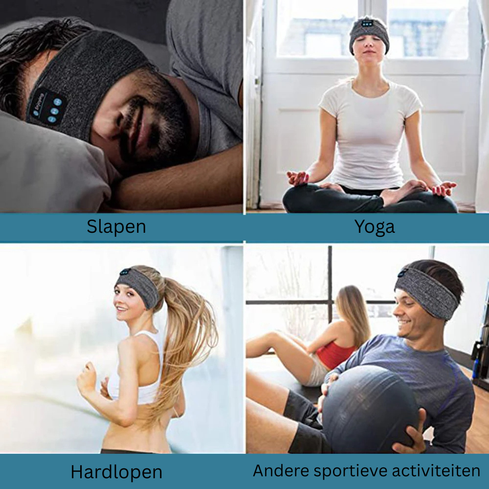 Geniet van rustgevende muziek in bed met dit comfortabele unisex slaapmasker met Bluetooth koptelefoon.